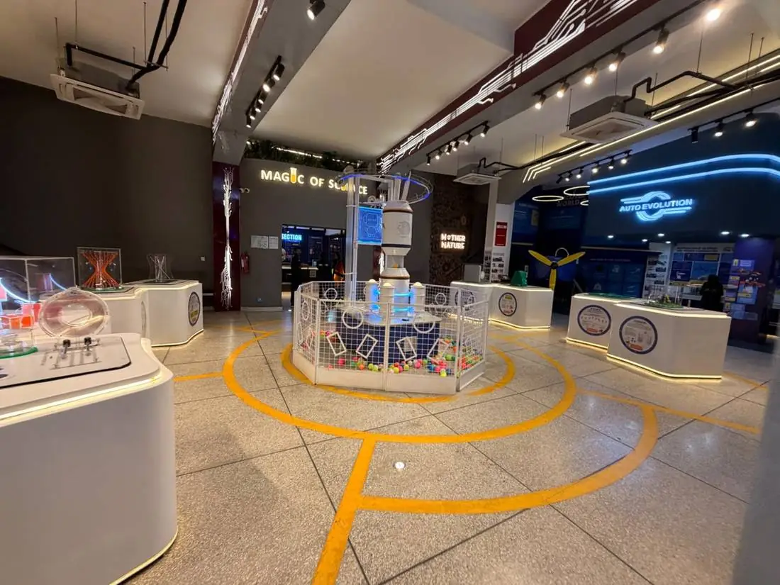 Magic of Science and Auto Evolution zone signage at Joy of Science Lahore
